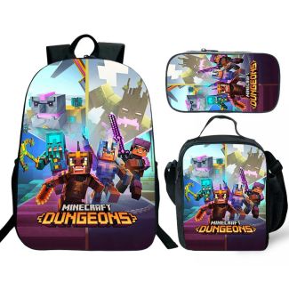 NEW Minecraft  Bookbags 3D printed 16" waterproof backpack Black