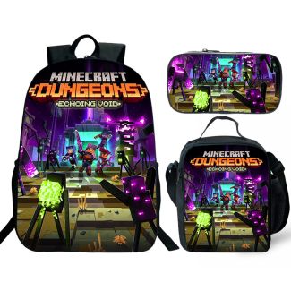  NEW Minecraft 3D Printed Fashion Travel School Bag Laptop Backpack Blue