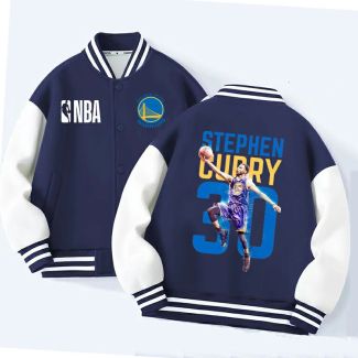 NBA Golden State Warriors Kids Varsity Jacket Girls Boys Baseball Jacket Bomber Coat School Jackets with Pocket