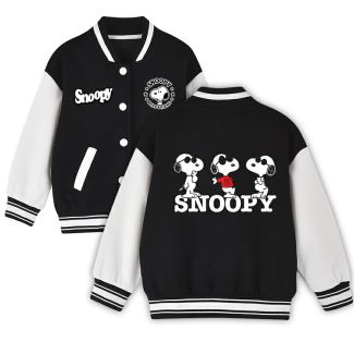 NEW Snoopy  Kids Varsity Jacket Girls Boys Baseball Jacket Bomber Coat School Jackets with Pocket