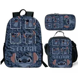 NEW Stitch backpack kids boys school Lunch box School Bag