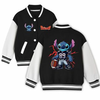 NEW Stitch Kids Varsity Jacket Girls Boys Baseball Jacket Bomber Coat School Jackets with Pocket
