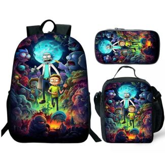 Rick and Morty Backpack For School Bag Waterproof Rick and MortyBookbag and Lunchbox Kid Gifts