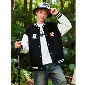 Roblox Kids Varsity Jacket Girls Boys Baseball Jacket Bomber Coat School Jackets with Pocket