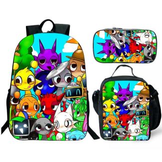 Sprunki Backpack and Lunch box school bag Waterproof Bookbag Laptop bag Travel bag Kids Gifts Idea