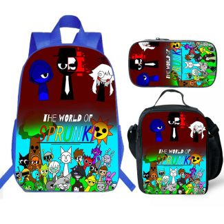 Sprunki  Backpack For School Bag Waterproof Sprunki Bookbag and Lunchbox Kid Gifts  