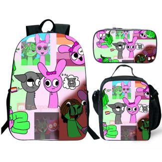 Sprunki  Backpack Large Capacity  Schoolbags Student Cartoon Shoulder Bag Travel Birthday Gift for Boys