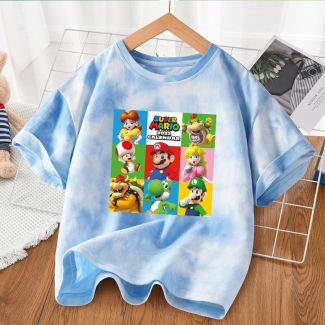 Super Mario Tie dye T-Shirt Kids Cotton Shirt 1