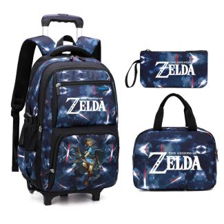 The Legend of Zelda Galaxy-Print Rolling-Backpack Boys-Bookbag on Wheels, Galaxy Wheel Backpack, Wheel Trolley Bag for School 